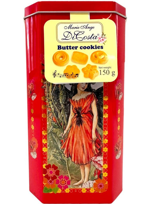 Marie Ange di Costa Flower Fairy Music Box With Italian Butter Cookies—Il Incantesimo in Scarlet 150g
