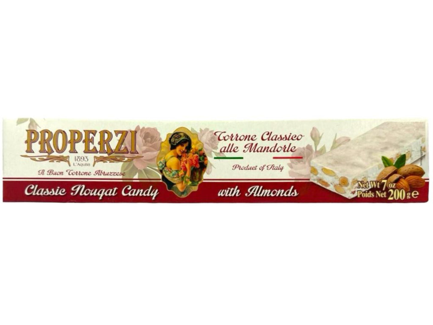 Properzi Italian Classic Nougat Candy With Almonds 200g