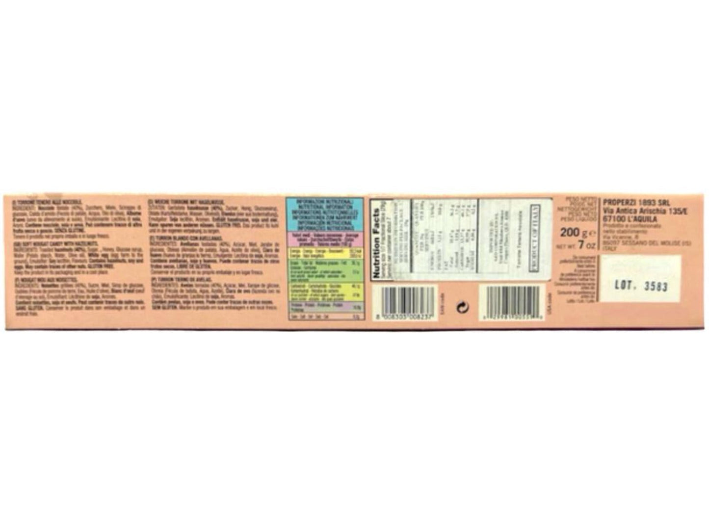 Properzi Italian Soft Nougat Candy With Hazelnuts 200g - 2 Pack Total 400g
