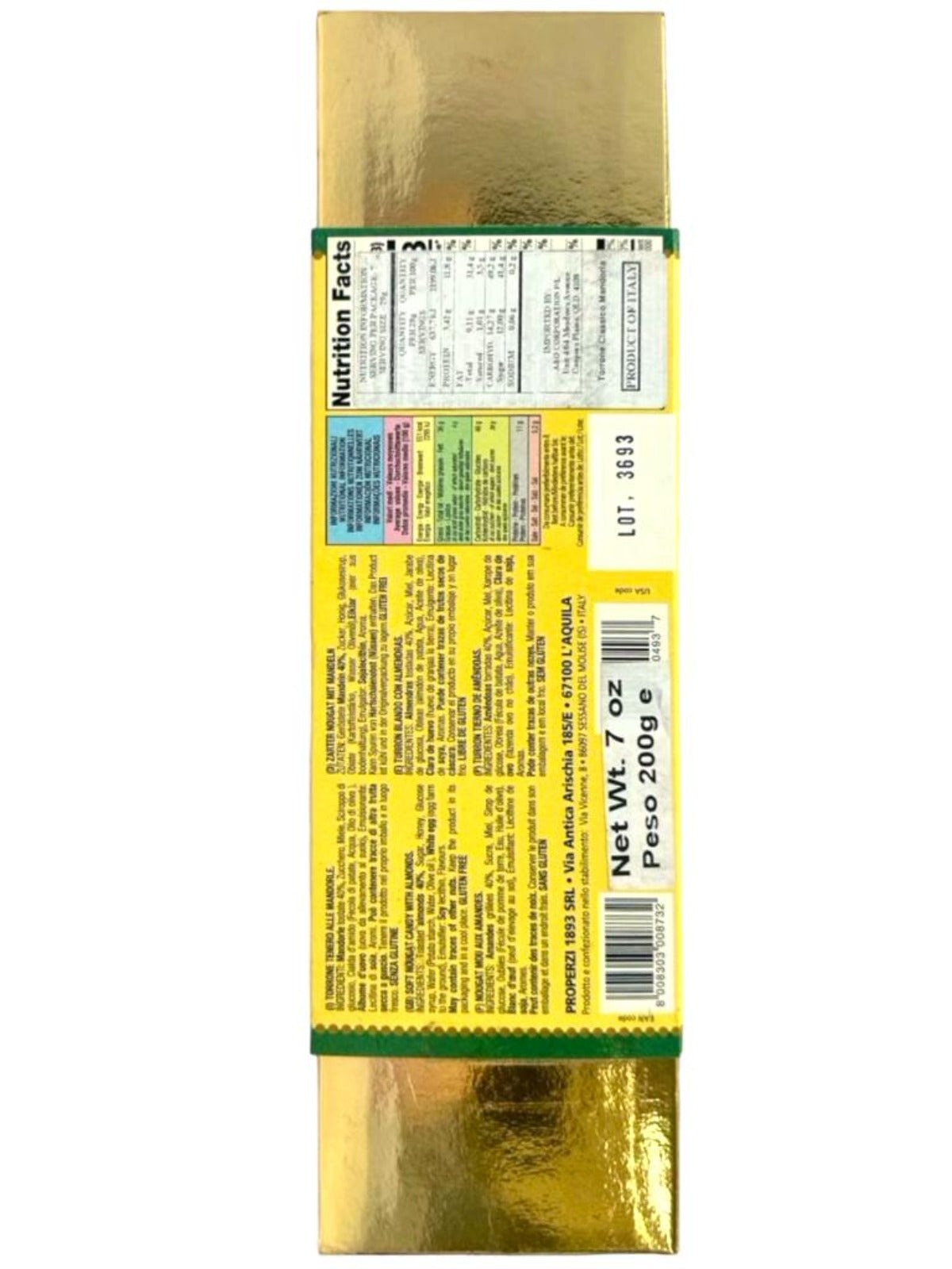 Properzi Italian Hand Crafted Soft Nougat Candy with Almond 200g - 2 Pack Total 400g