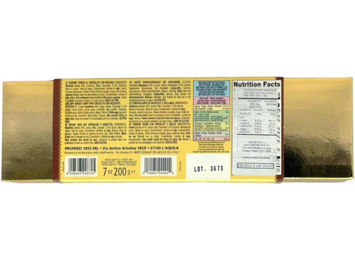 Properzi Italian Hand Crafted Soft Nougat Candy -2 Pack 200g Each Total 400g