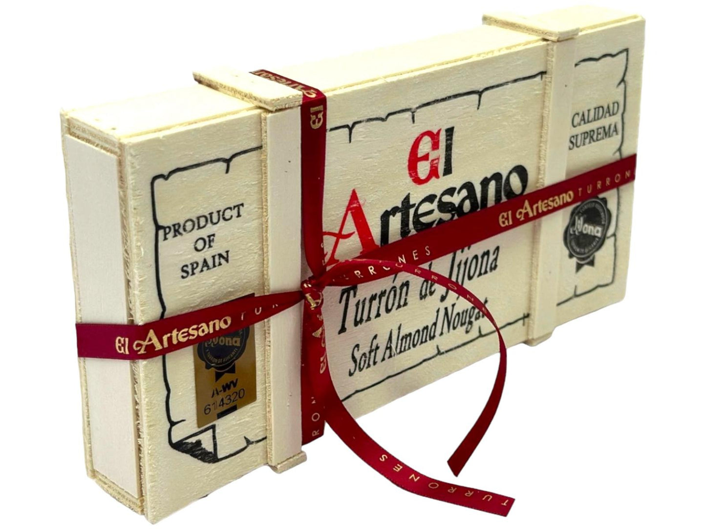 El Artesano Spanish Almond Nougat in Wooden Gift Box Turron de Jijona 200g