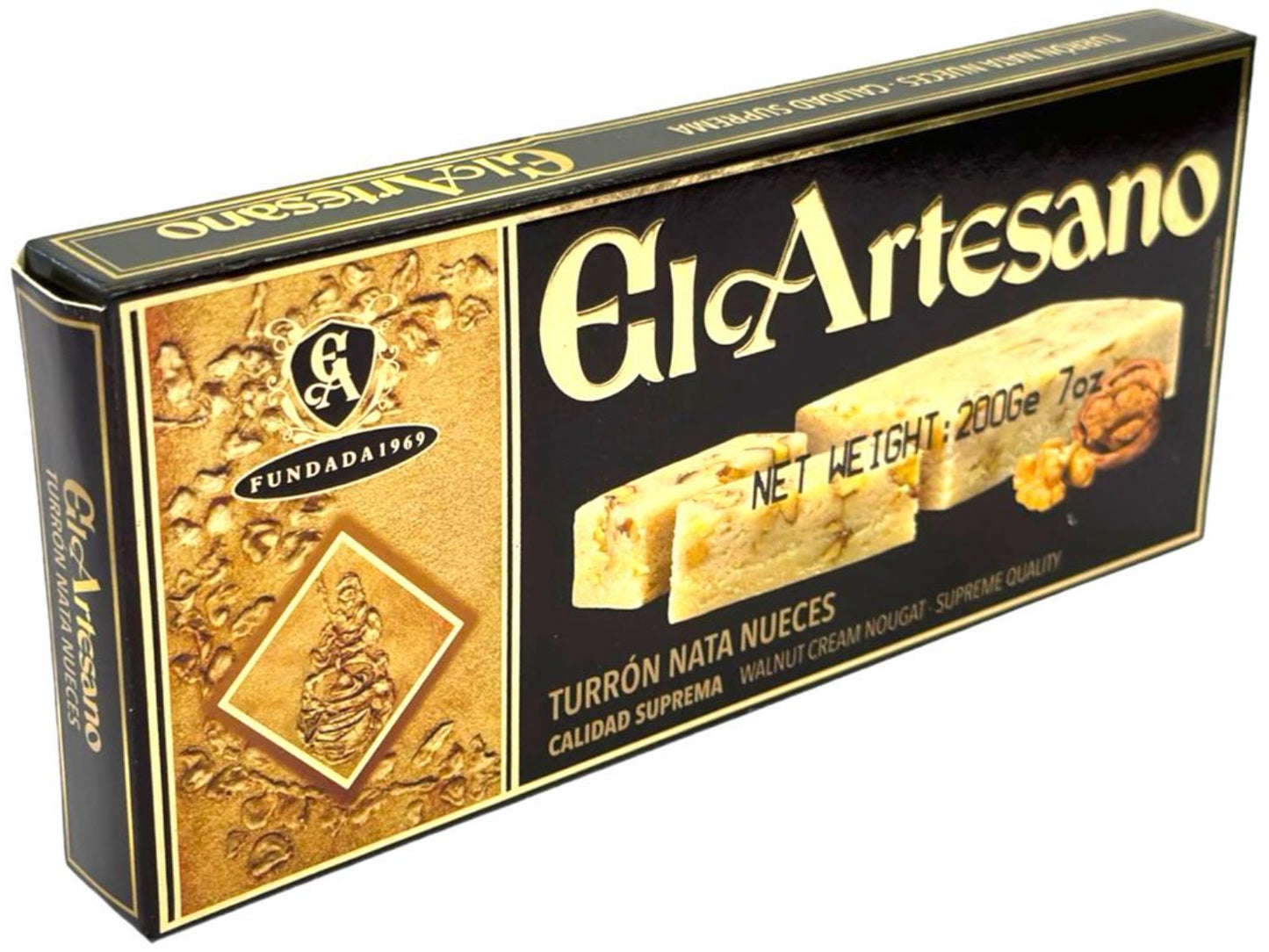 El Artesano Turron de Nata Nueces Spanish Turron from Walnuts 200g (Best Before 30-07-2026)