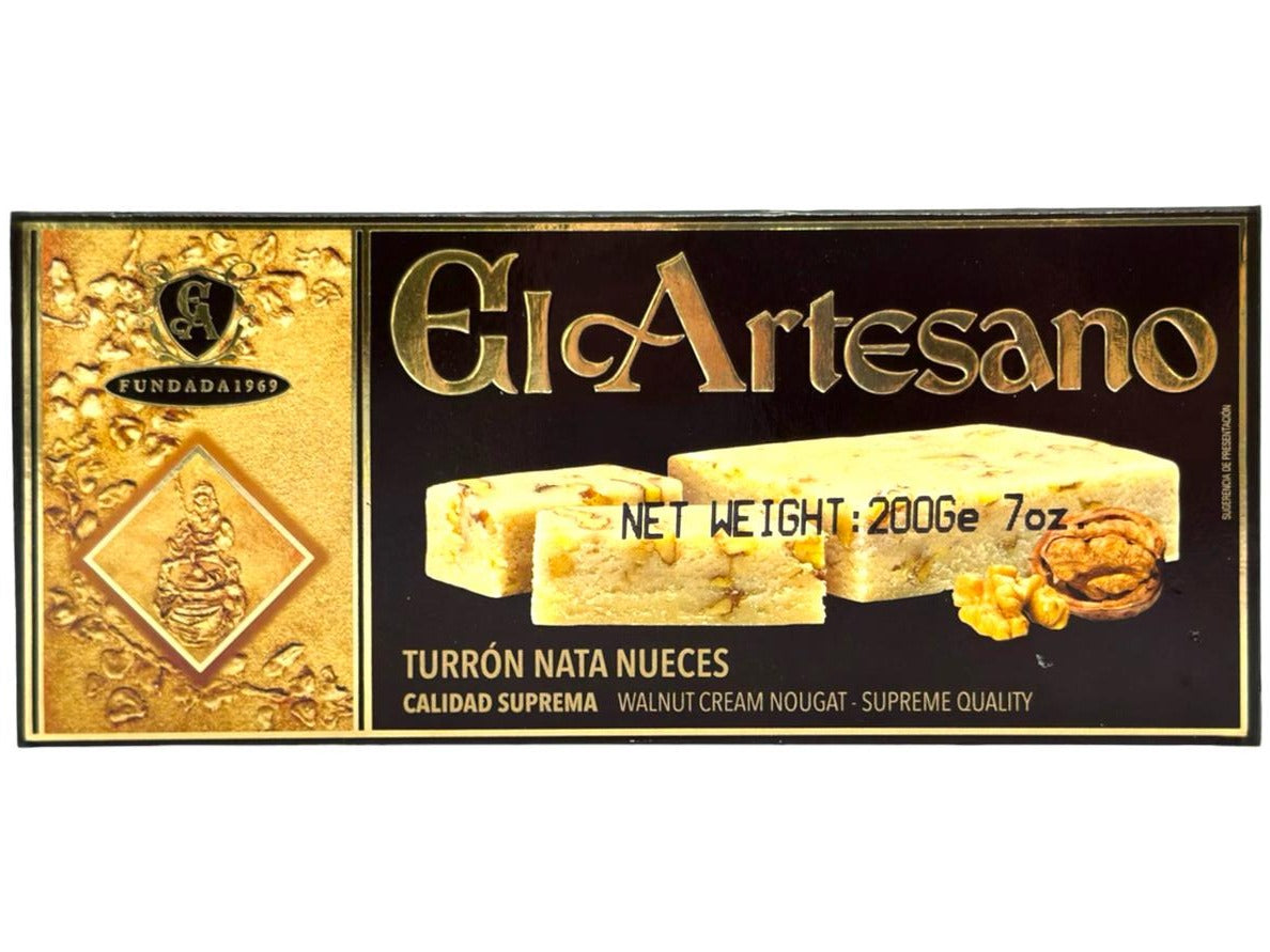 El Artesano Turron de Nata Nueces Spanish Turron from Walnuts 200g (Best Before 30-07-2025)