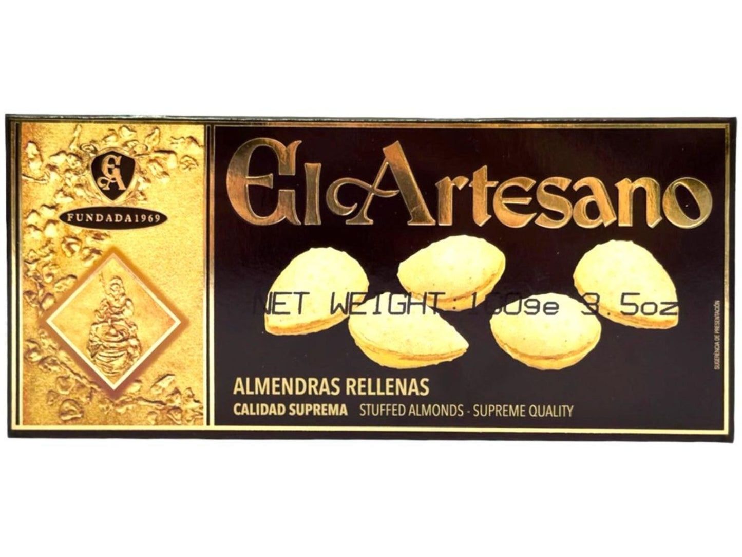 El Artesano Spanish Wafer Stuffed with Almond Cream Almendras Rellenas 100g (Best Before 30-01-2026)