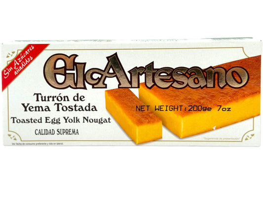 El Artesano Turron Sin Azucar Yema Tostada Spanish Sugar Free Nougat Toasted Egg Yolk 200g
