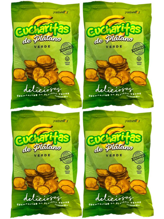Cucharitas de Platano Verde Plantain Chips Salted 85g -4 Pack Total 340g