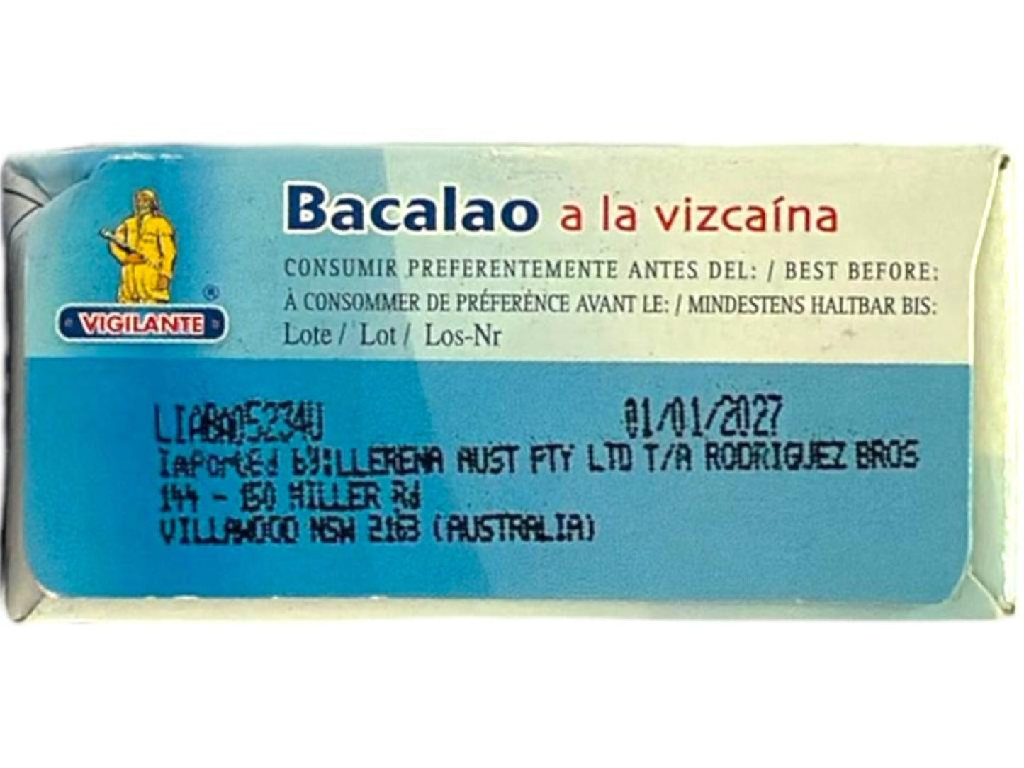 Vigilante Bacalao a la Vizcaina -Spanish Cod-Fish in Biscayan Sauce 115g - 4 Pack 460g Total (Best Before 01-12-2027)