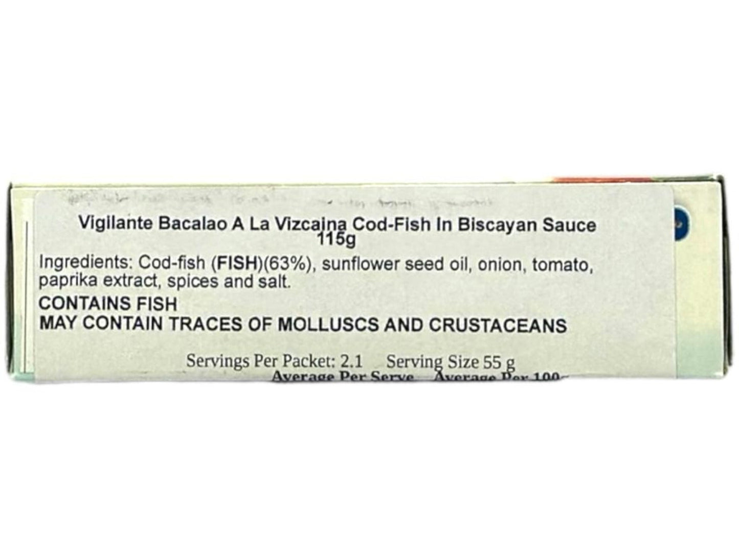 Vigilante Bacalao a la Vizcaina -Spanish Cod-Fish in Biscayan Sauce 115g - 4 Pack 460g Total (Best Before 01-12-2027)