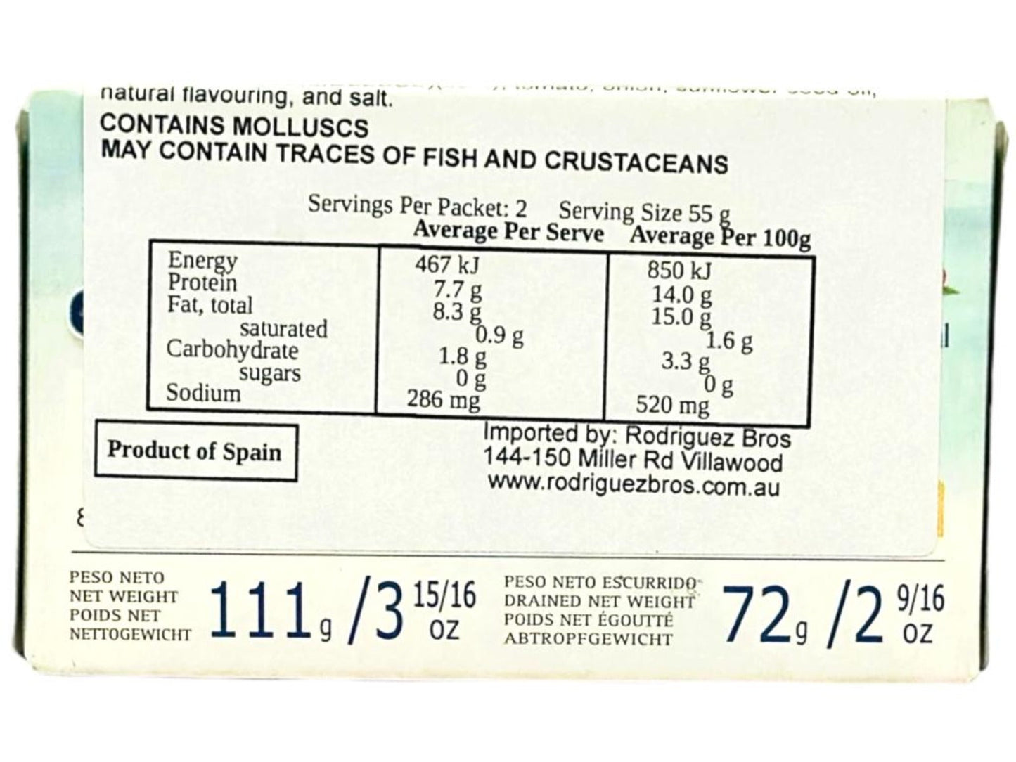 Vigilante Calamares (Rellenos) en Salsa Americana - Spanish Squids (Stuffed) in American Sauce 111g - 4 Pack Total 444g