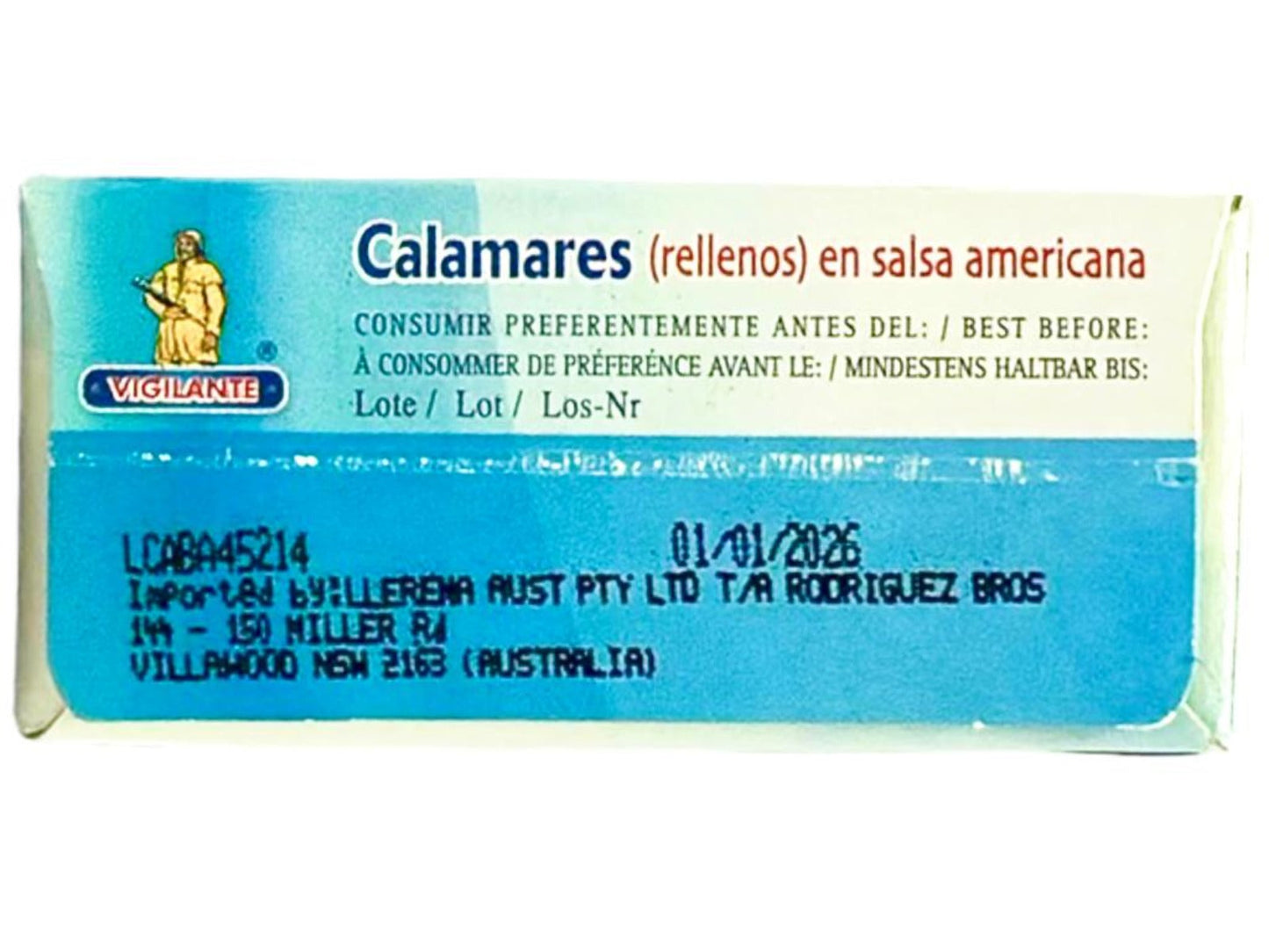 Vigilante Calamares (Rellenos) en Salsa Americana - Spanish Squids (Stuffed) in American Sauce 111g - 4 Pack Total 444g