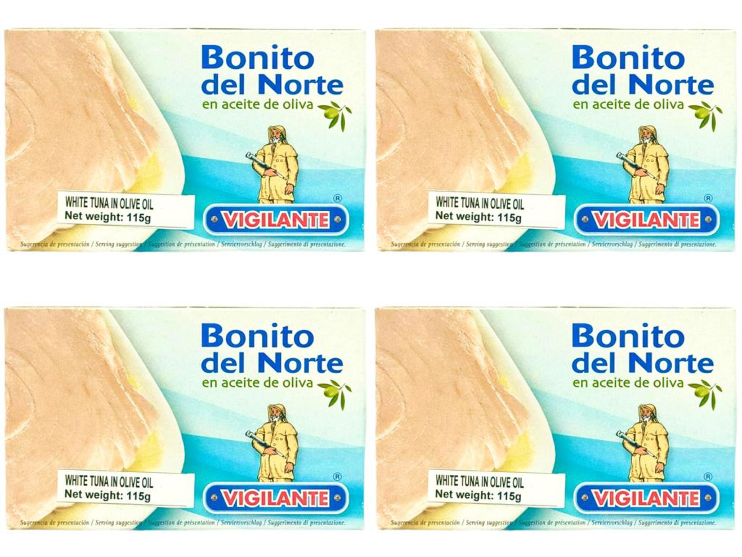 Vigilante Bonito del Norte en Aceite de Oliva - Spanish White Tuna in Olive Oil 115g - 4 Pack Total 460g
