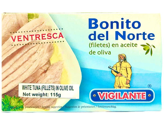 Vigilante Bonito del Norte Filetes en Aceite de Oliva Spain - White Tuna Fillets in Olive Oil 115g