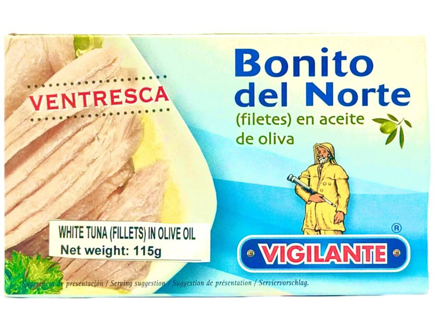 Vigilante Bonito del Norte Filetes en Aceite de Oliva - Spanish White Tuna Fillets in Olive Oil 115g - 4 Pack Total 640g