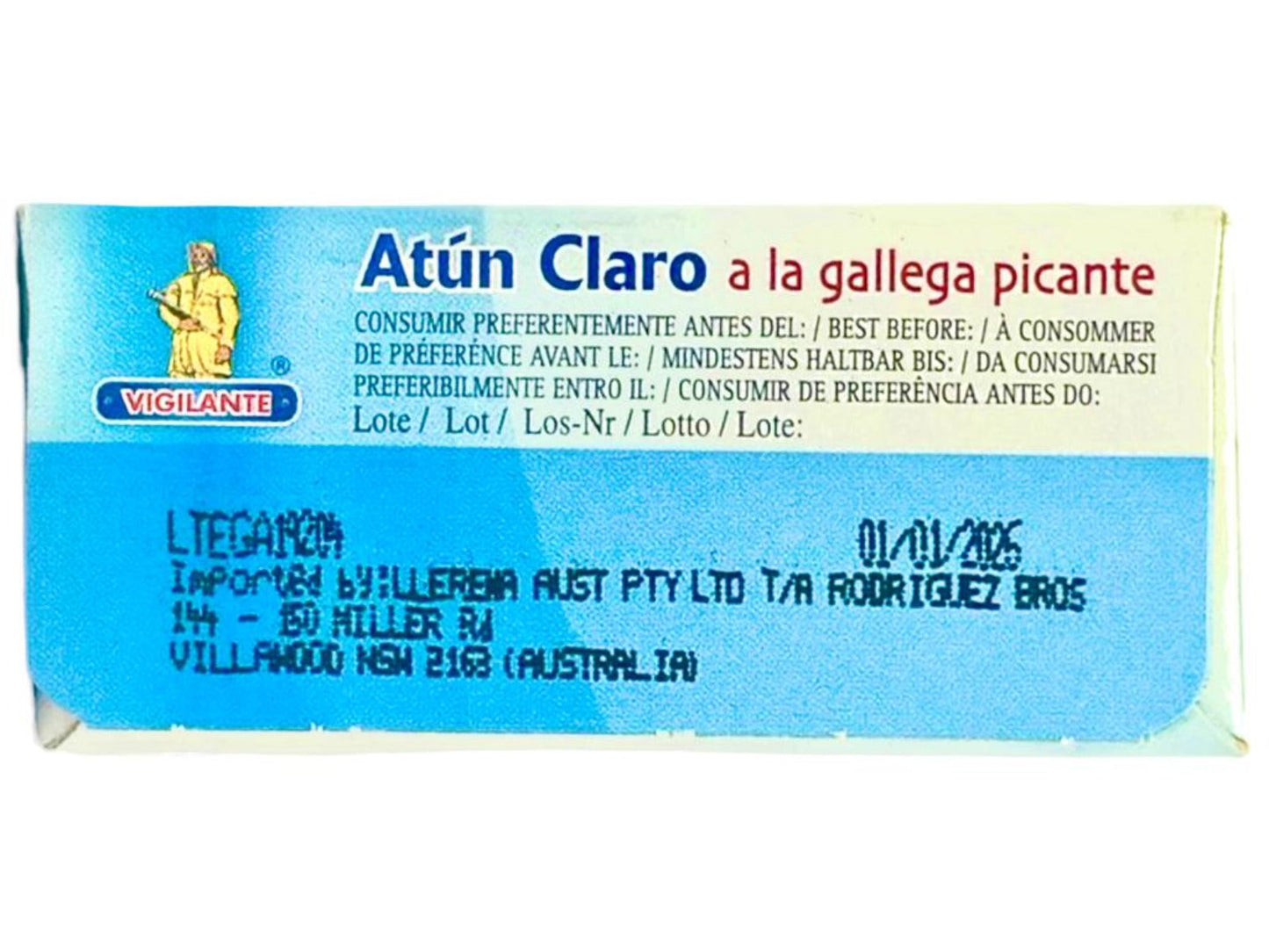 Vigilante Atun Claro a la Gallega Picante Spain - Spanish Yellowfin Tuna in Hot Galican Sauce 115g - 4 Pack Total 460g