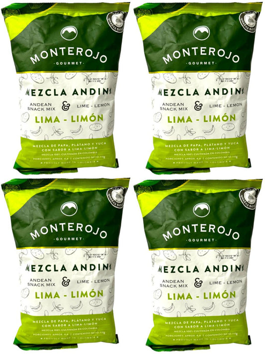 Monterojo Mezcla Andina Lima  Lime Flavoured Snack Mix 110g - 4 Pack Total 440g