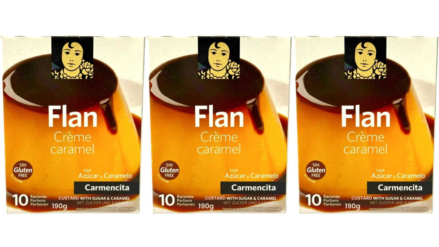 Carmencita Flan Spanish Creme Caramel With Sugar And Caramel 190g - 3 Pack Total 570g (Best Before 01-04-2026)