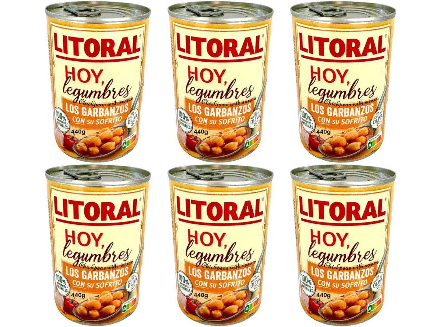 Litoral Legumbres Garbanzos con Sofrito Spanish Chickpeas With Sauce 440g - 6 Pack Total 2640g
