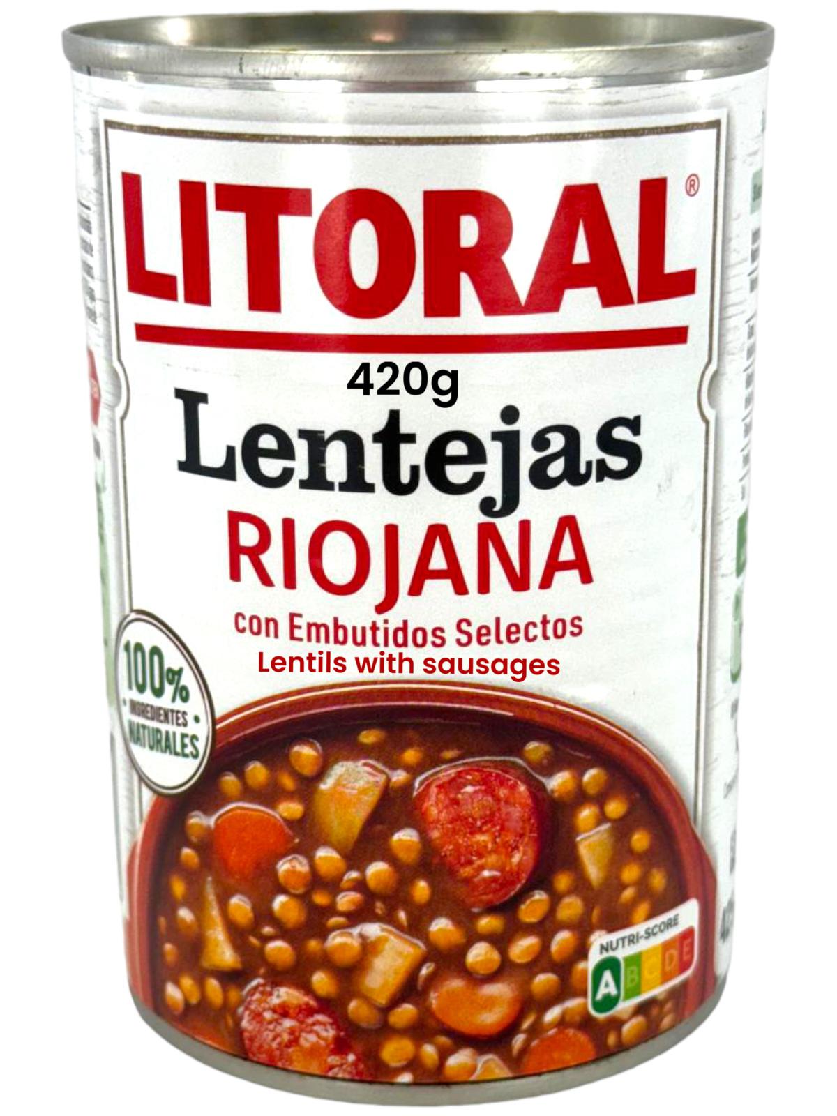 Litoral Lentejas Riojana con Embutido Selecto Lentils 420g - 6 Pack Total 2520g