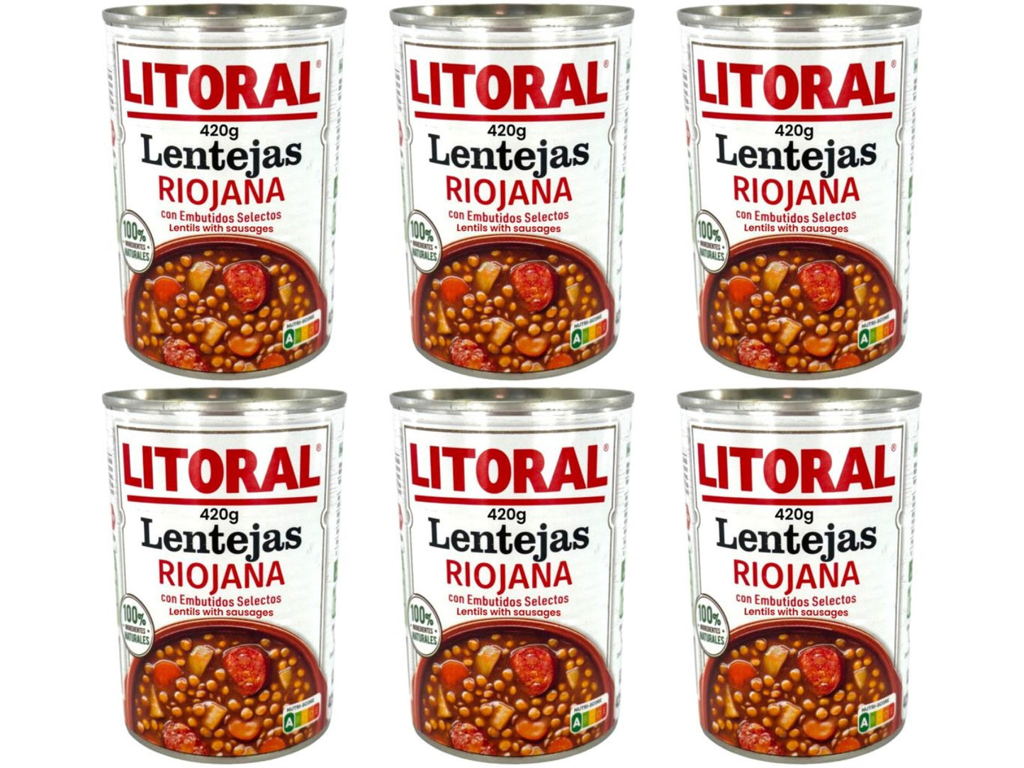 Litoral Lentejas Riojana con Embutido Selecto Lentils 420g - 6 Pack Total 2520g