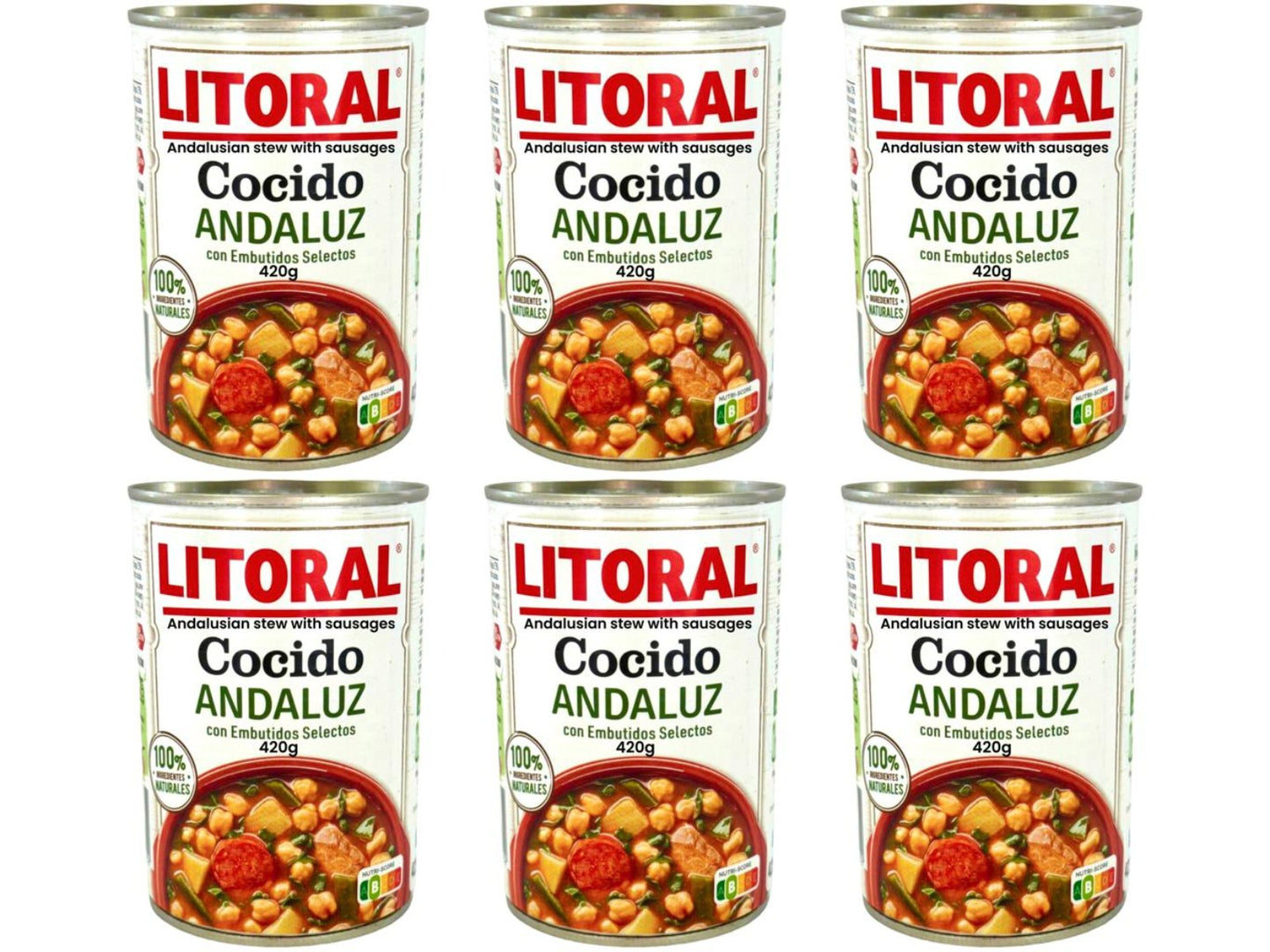 Litoral Cocido Andaluz Spanish Andalusian Stew With Sausages 420g -6 Pack Total 2520g