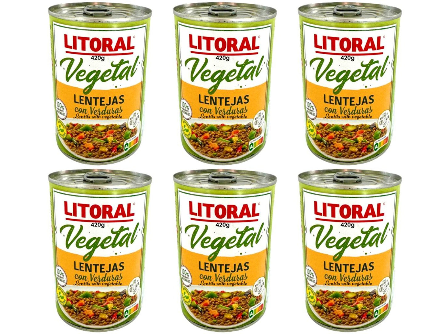 Litoral Vegetal Lentejas con Verduras Lentils with Vegetables 420g - 6 Pack Total 2520g