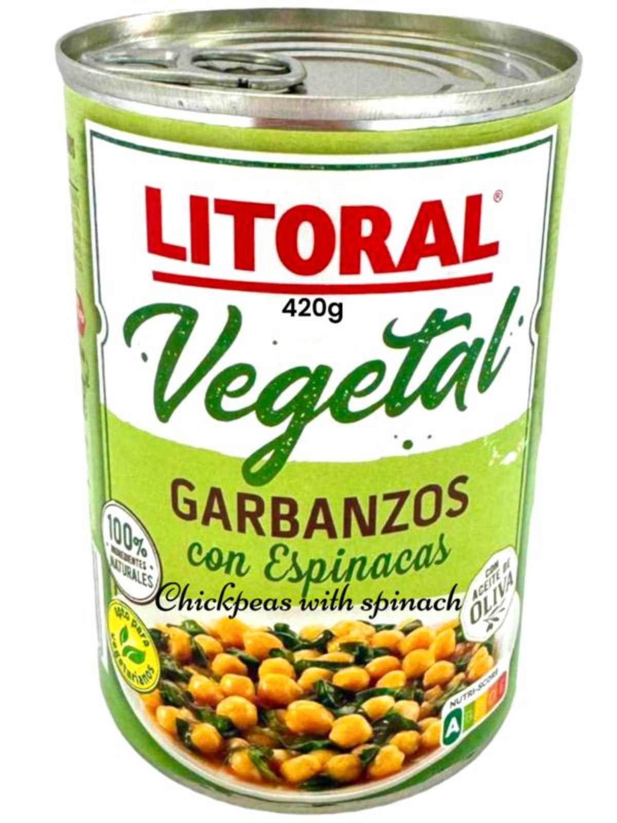 Litoral Vegetal Garbanzos con Espinacas Chickpeas with Spinach 420g - 6 Pack Total 2520g