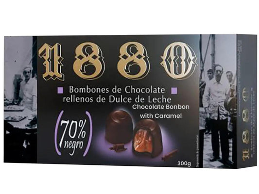 1880 Bombones de Chocolate Negro con Dulce de Leche Dark Chocolate Bonbon With Caramel 100g Best Before End of September 2024