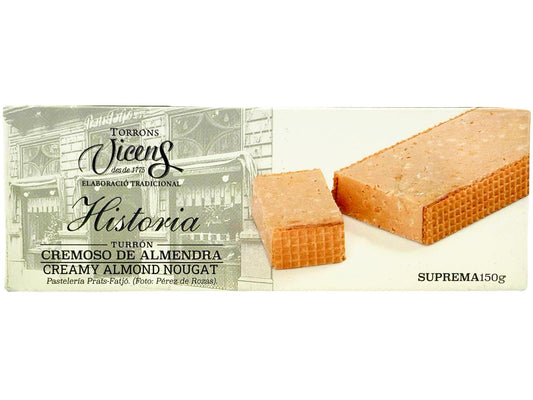 Vicens "Historia" Cremosa De Almendra Spanish Creamy Almond Nougat 150g