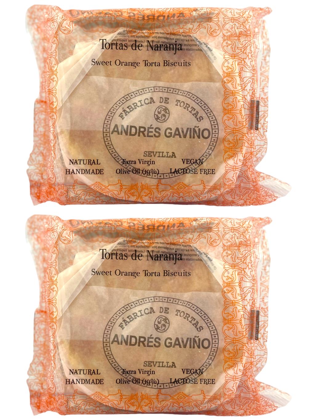 Andres Gavino Spanish Sweet Orange Tortas 180g Twin Pack 360g Total