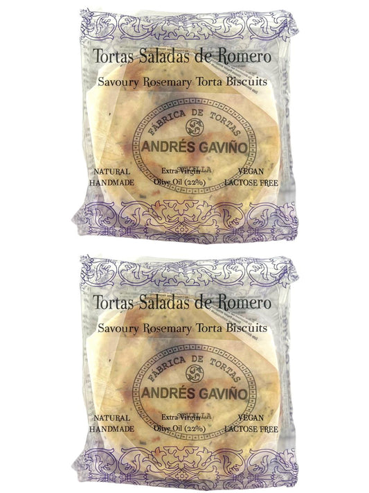 Andres Gavino Spanish Savoury Rosemary Tortas 170g Twin Pack 340g Total