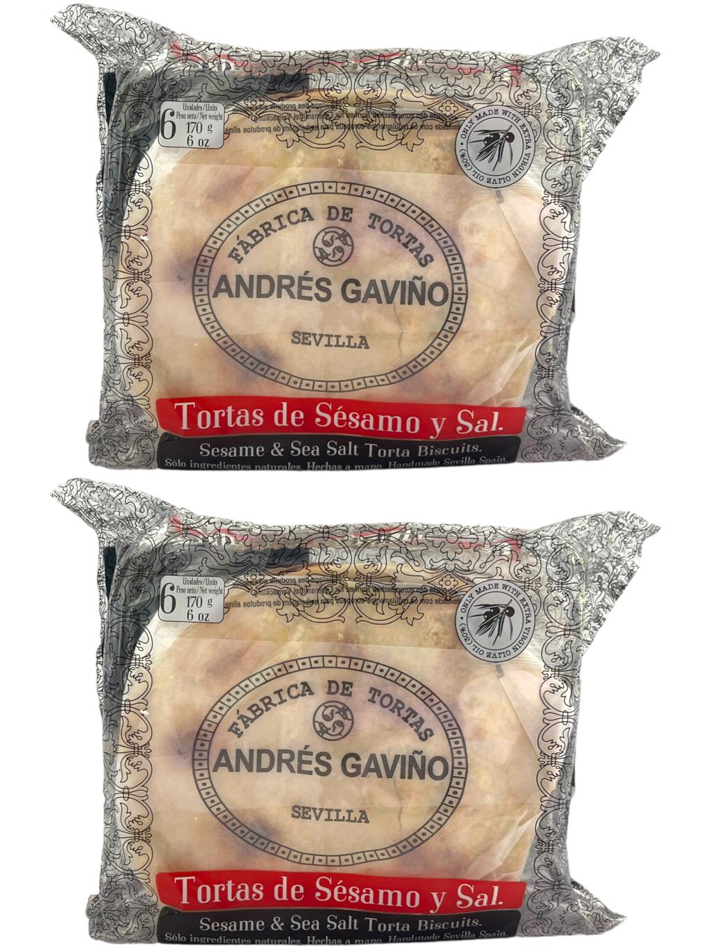 Andres Gavino Spanish Sesame and Sea Salt Tortas 170g Twin Pack 340g Total