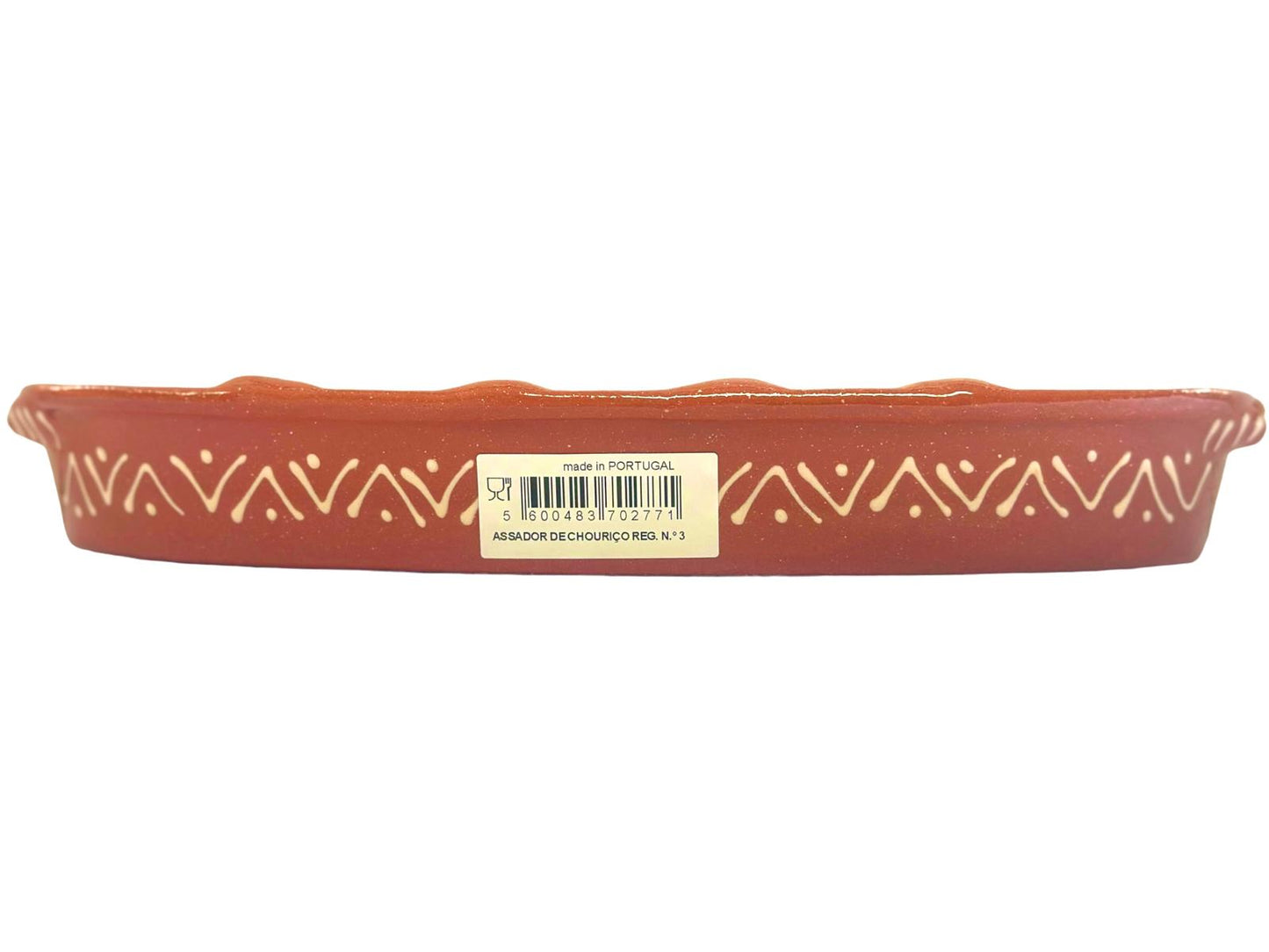 Edgar Picas Assador de Chourico Regional 3 Portuguese Terracotta Sausage Roaster 32cm x 15cm x 4.5cm