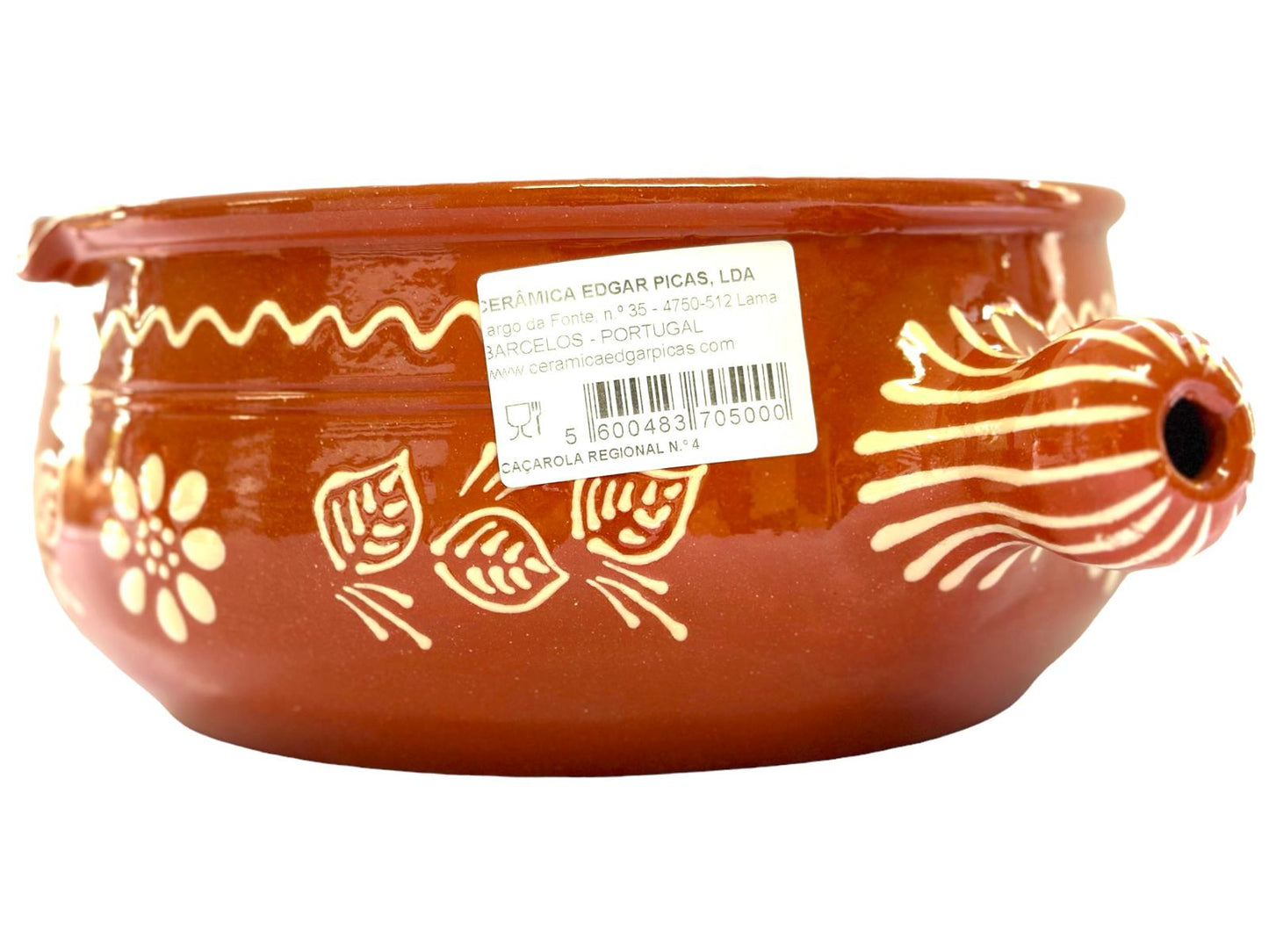Edgar Picas Cacarola Regional 4 Portuguese Terracotta Pan with Handle 32cm x 26cm x 12cm