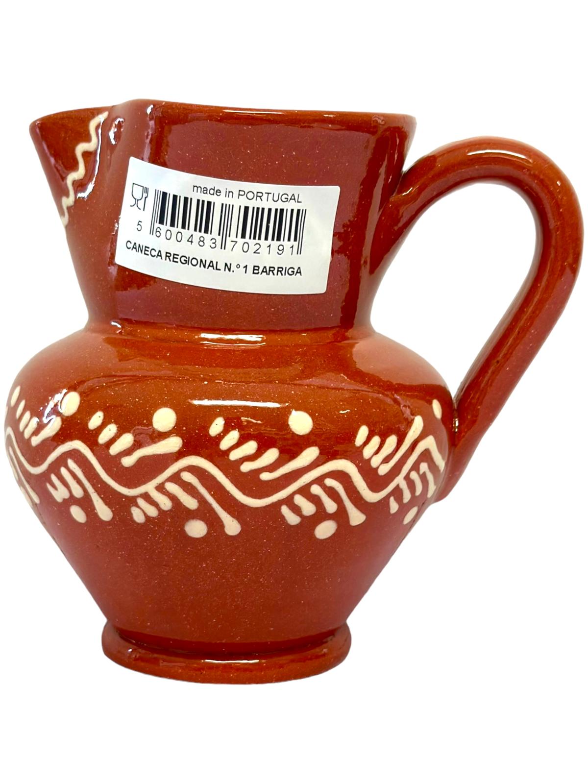 Edgar Picas Caneca Regional Barriga 1 Portuguese Terracotta Belly Jug Decorated 13.5cm x 9cm x 14cm