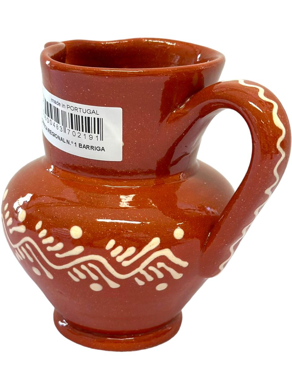 Edgar Picas Caneca Regional Barriga 1 Portuguese Terracotta Belly Jug Decorated 13.5cm x 9cm x 14cm