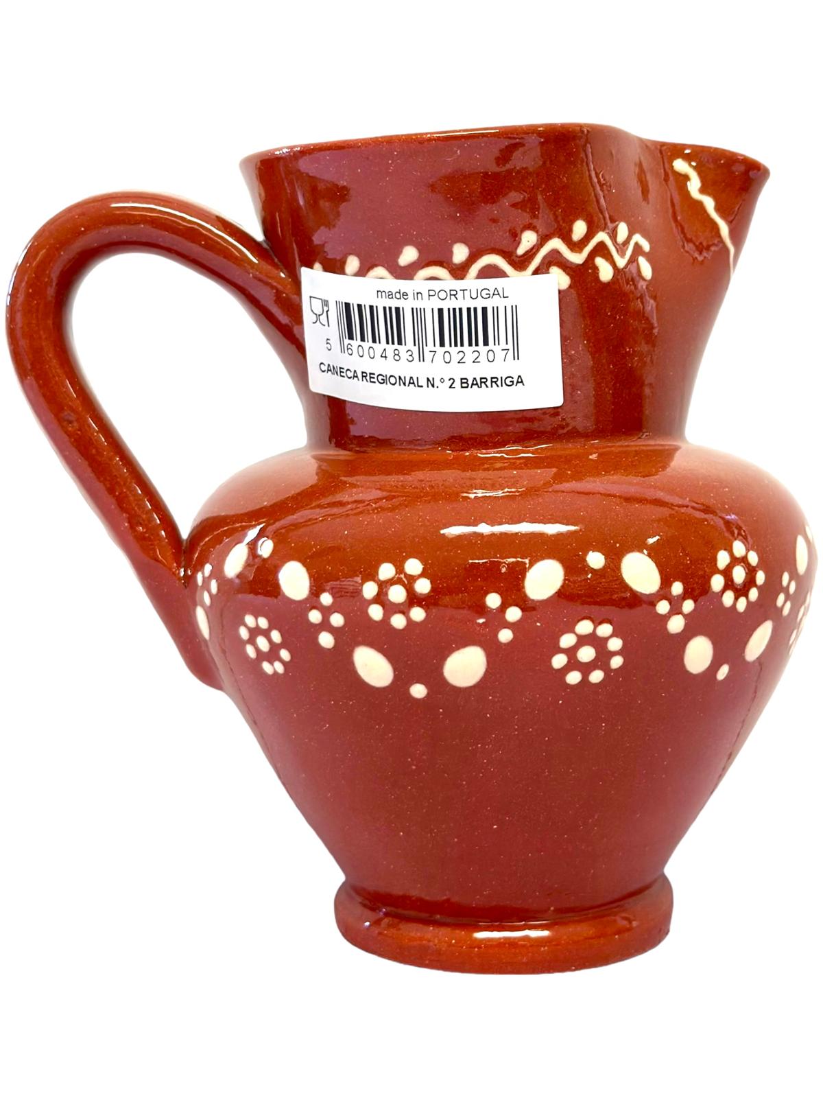 Edgar Picas Caneca Regional Barriga 2 Portuguese Terracotta Belly Jug Decorated 15.5cm x 10cm x 16cm