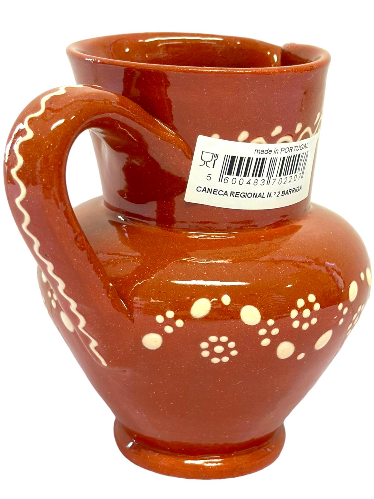 Edgar Picas Caneca Regional Barriga 2 Portuguese Terracotta Belly Jug Decorated 15.5cm x 10cm x 16cm