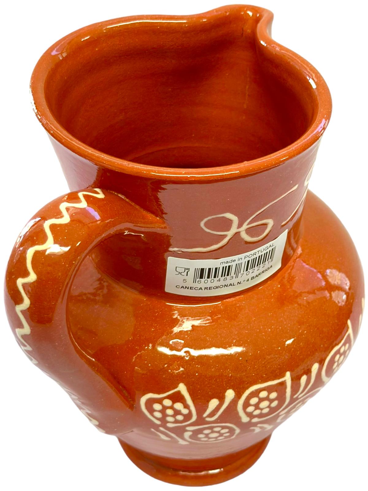 Edgar Picas Caneca Regional Barriga 4 Portuguese Terracotta Belly Jug Decorated 18.5cm x 12cm x 22cm