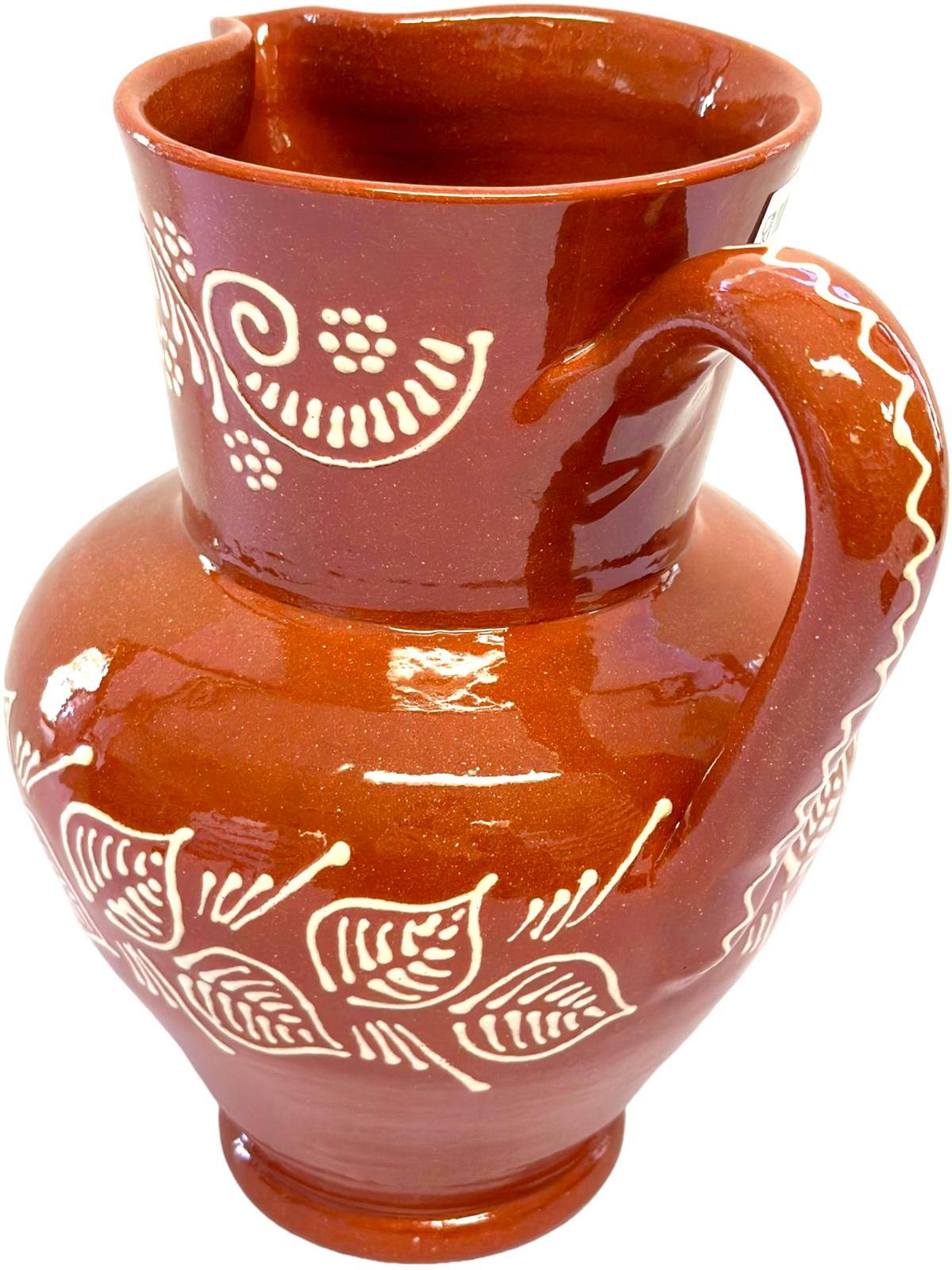Edgar Picas Caneca Regional Barriga 5 Portuguese Terracotta Belly Jug Decorated 20cm x 13 cm x 24cm