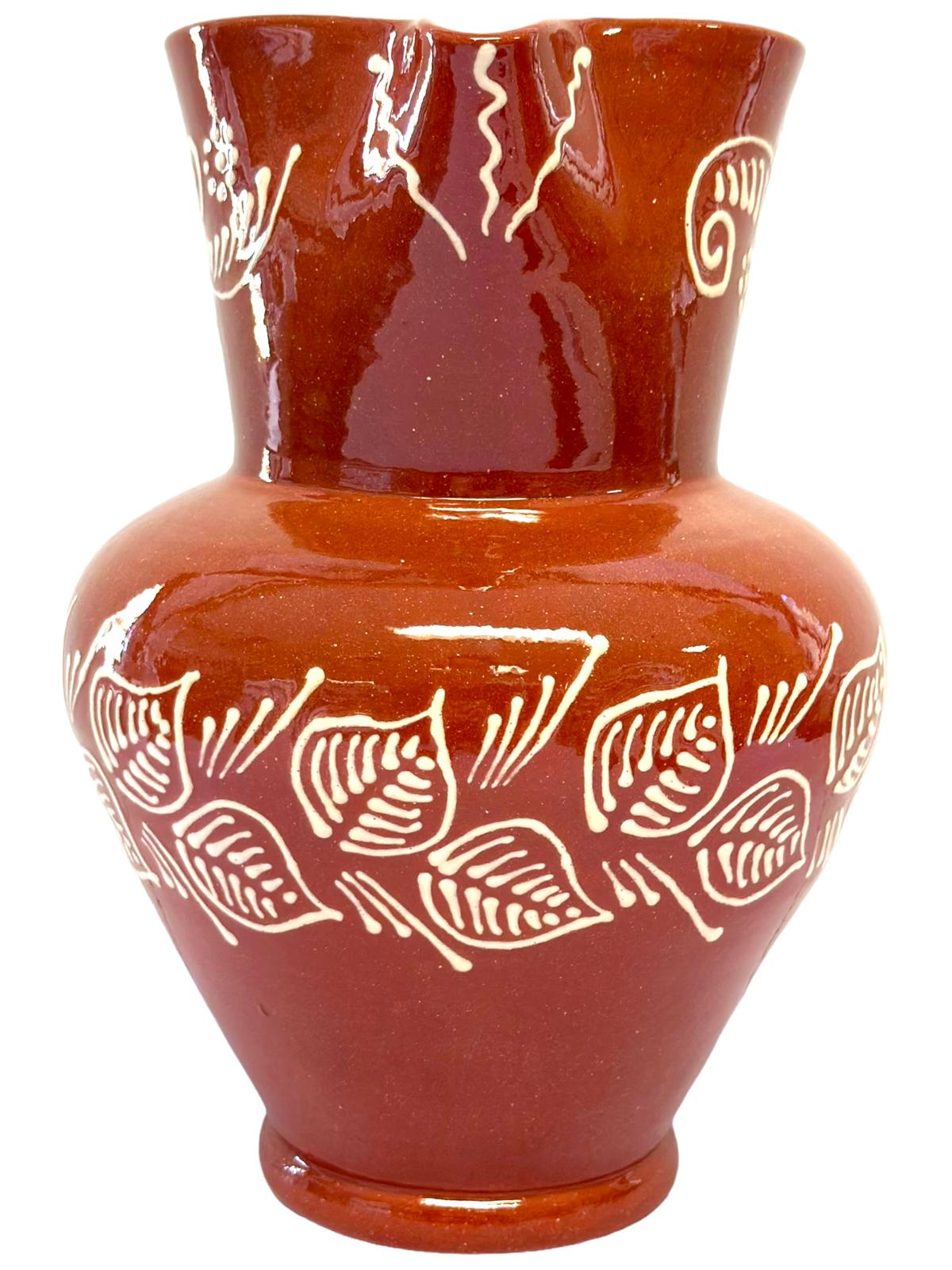 Edgar Picas Caneca Regional Barriga 5 Portuguese Terracotta Belly Jug Decorated 20cm x 13 cm x 24cm