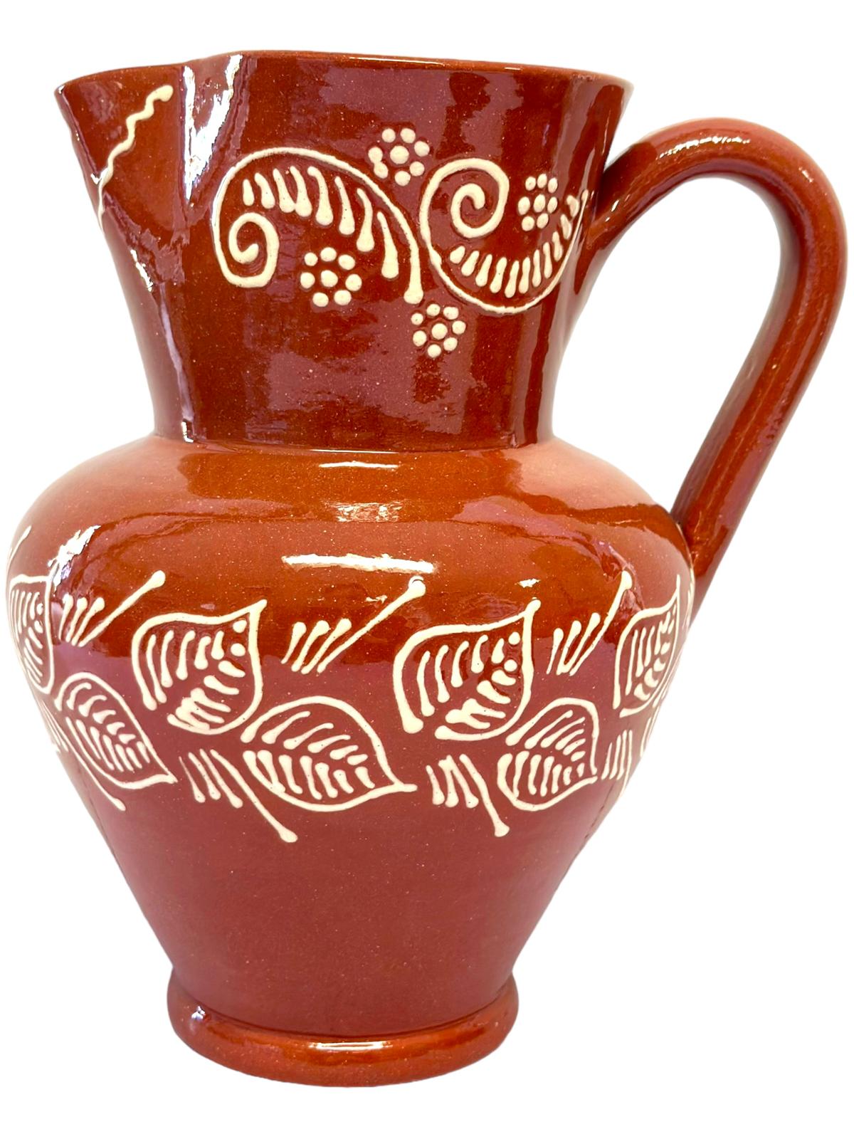 Edgar Picas Caneca Regional Barriga 5 Portuguese Terracotta Belly Jug Decorated 20cm x 13 cm x 24cm