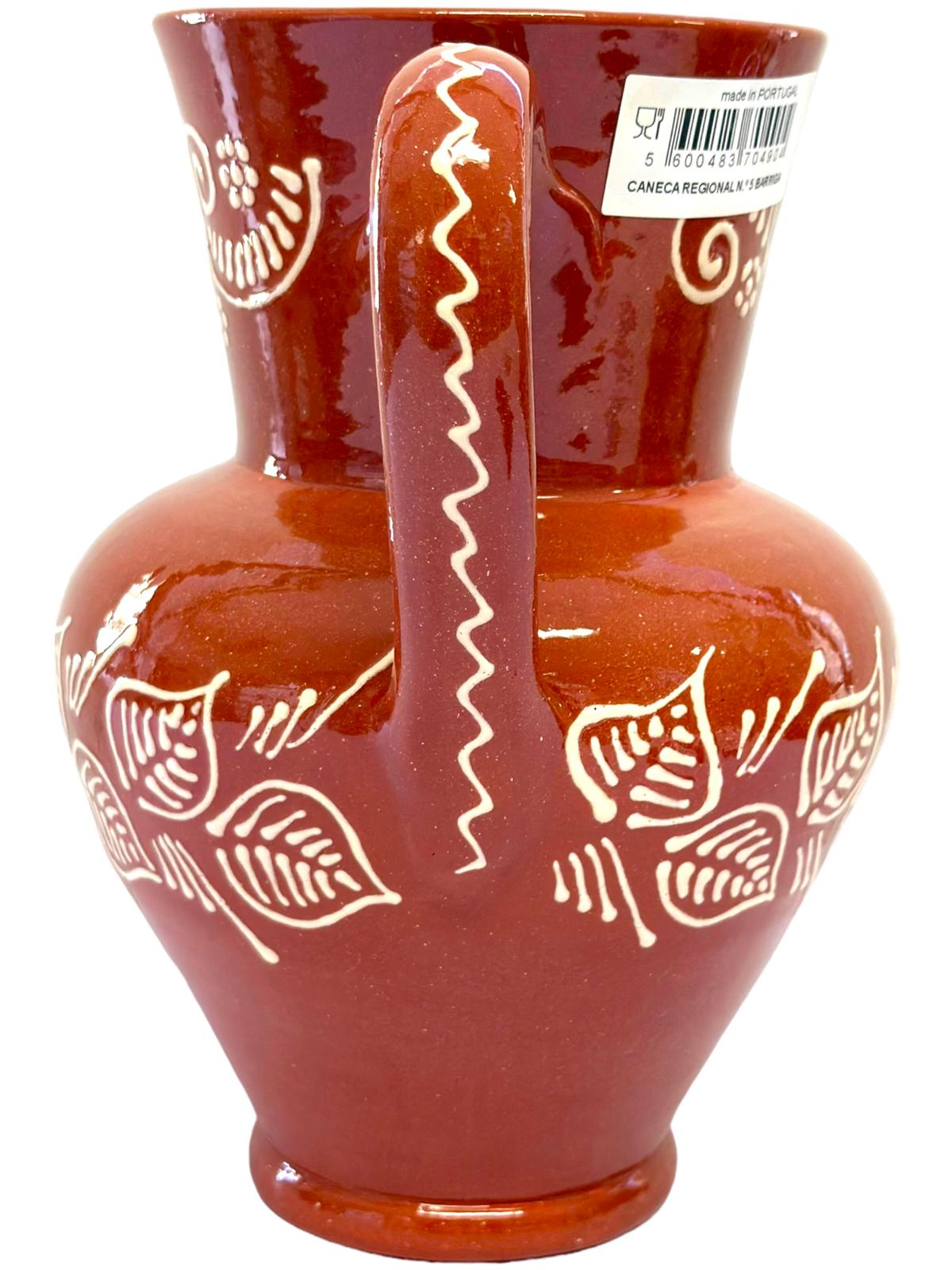 Edgar Picas Caneca Regional Barriga 5 Portuguese Terracotta Belly Jug Decorated 20cm x 13 cm x 24cm