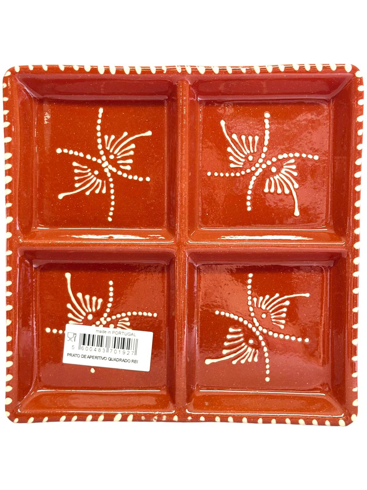 Edgar Picas Prato De Aperitivo Quadrado Regional Portuguese Terracotta Square Aperitive Plate 22cm