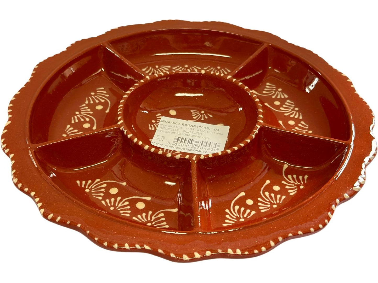 Edgar Picas Aperitivo Redondo Liso 6 Division Portuguese Terracotta 6 Divisions Aperitive Plate 30cm