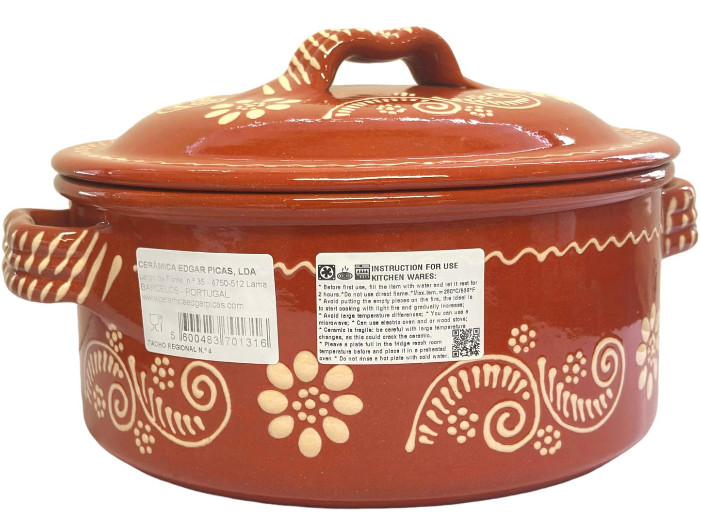Edgar Picas Tacho Regional 4 Portuguese Terracotta Pot H 12cm W+L 26ca