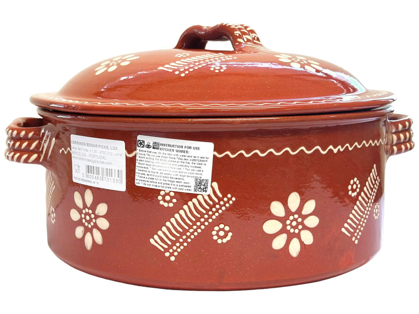 Edgar Picas Tacho Regional 6 Portuguese Terracotta Pot H 14cm W+L 34cm