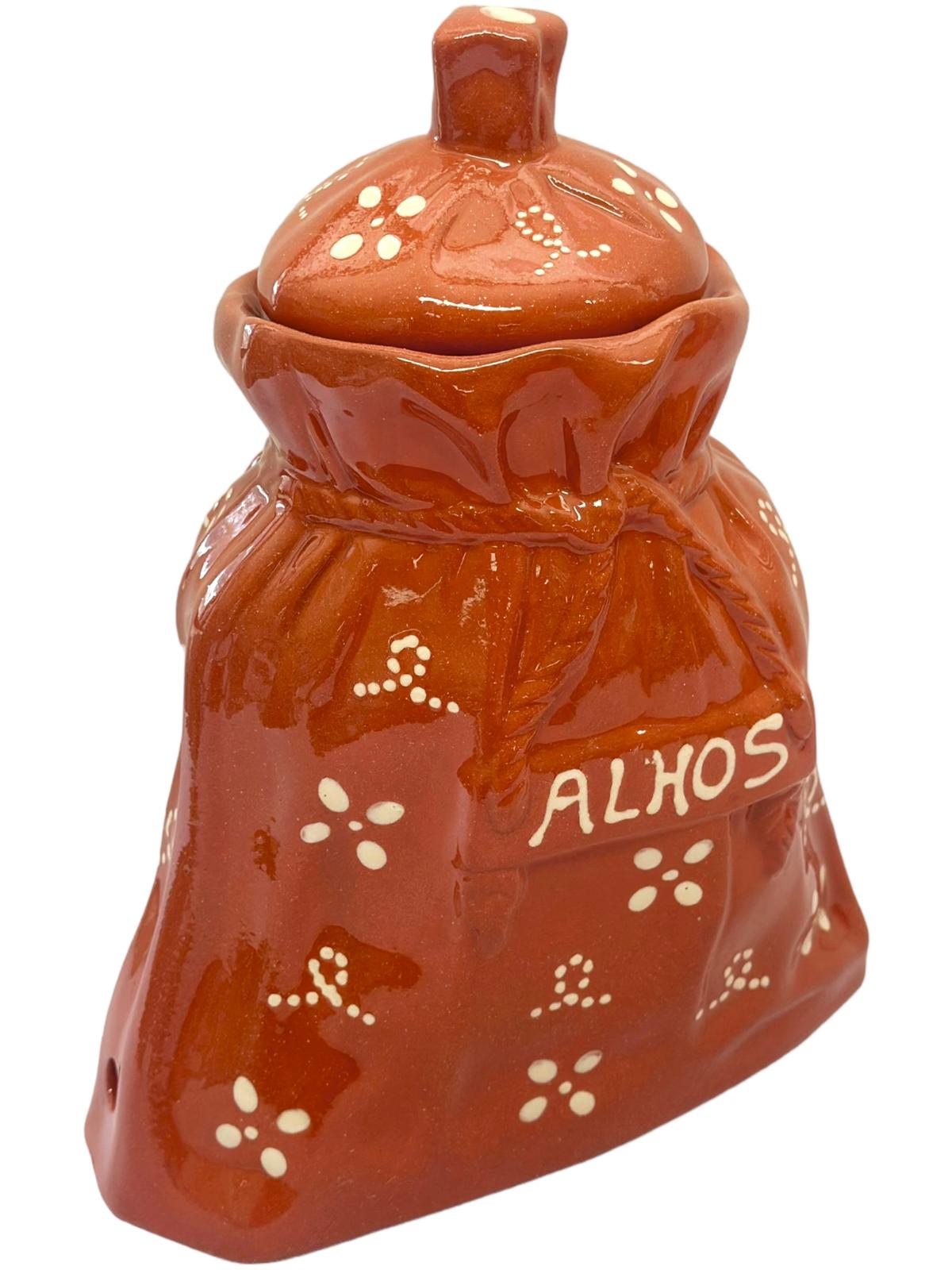 Edgar Picas Saco de Alho Regional Portuguese Terracotta Regional Garlic Storage Jar H 20cm W 11cm L 20cm