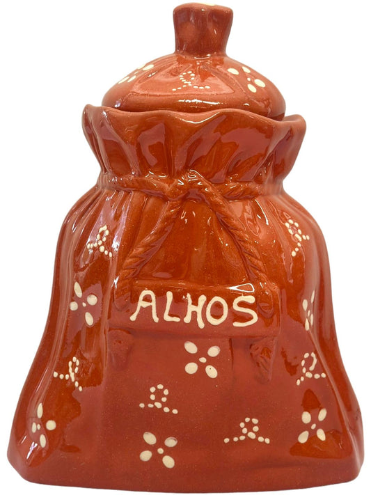 Edgar Picas Saco de Alho Regional Portuguese Terracotta Regional Garlic Storage Jar H 20cm W 11cm L 20cm