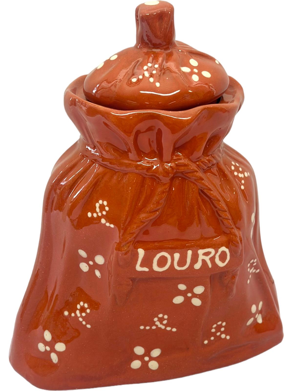 Edgar Picas Saco de Louro Regional Portuguese Terracotta Regional Bay Leaves Storage Jar H 18cm W 10cm L 18cm
